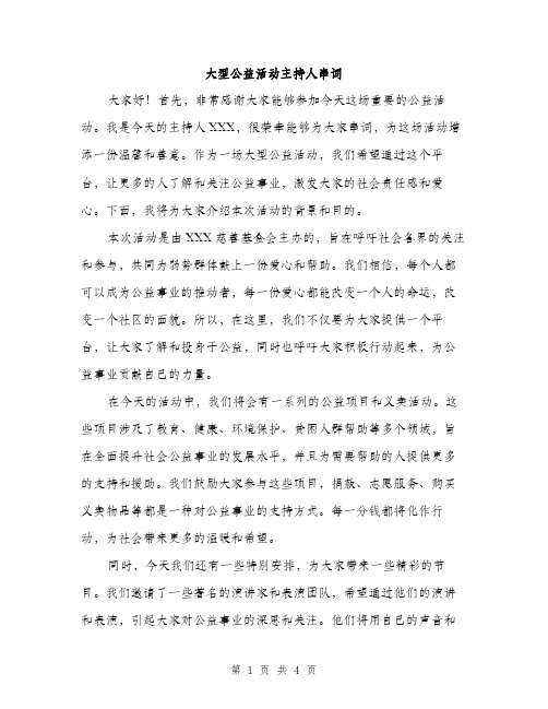 大型公益活动主持人串词（2篇）