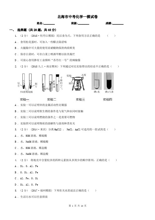 北海市中考化学一模试卷