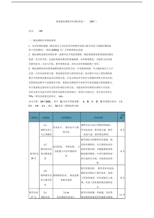 国家级精品课程评审指标体系.docx