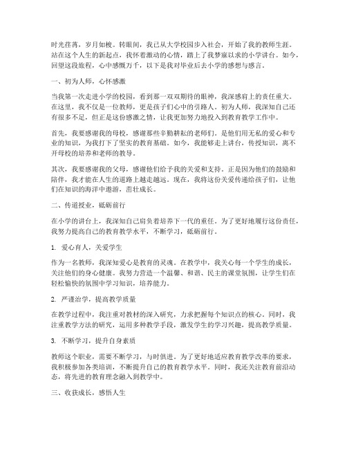 毕业后去小学的感想感言