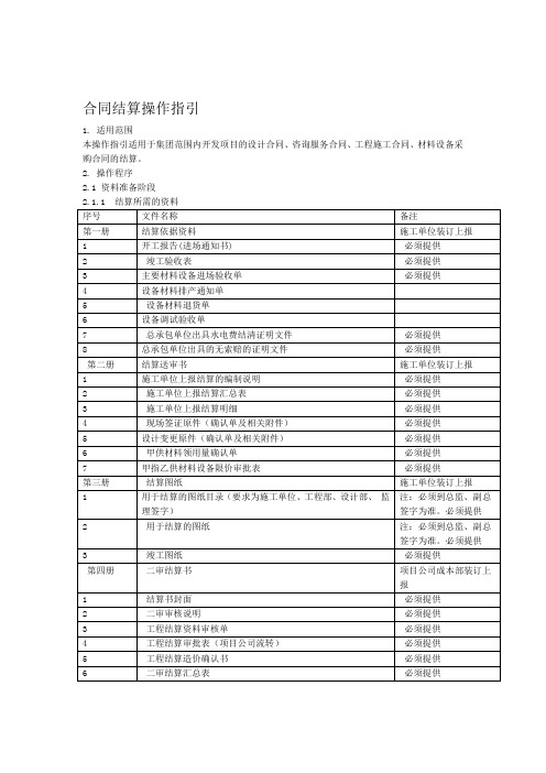 合同结算操作指引