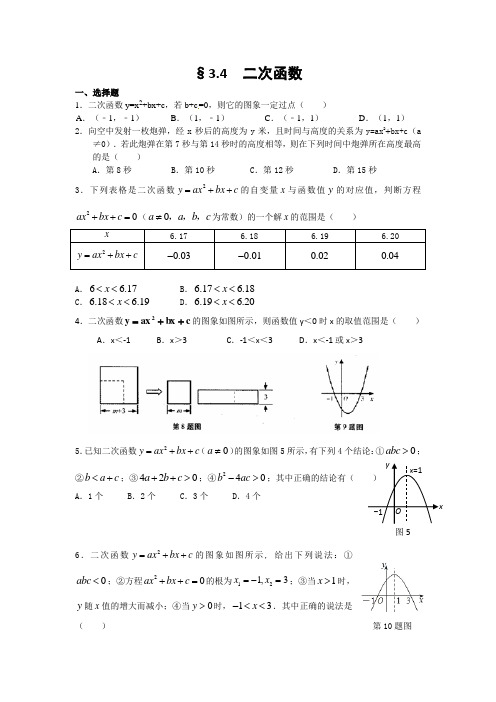 初中二次函数经典例题