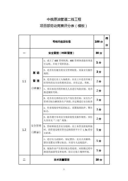 劳动竞赛评分表模板