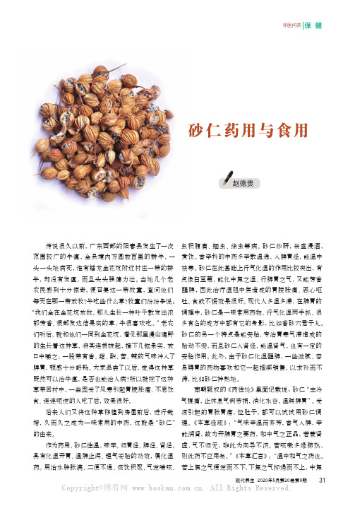 砂仁药用与食用