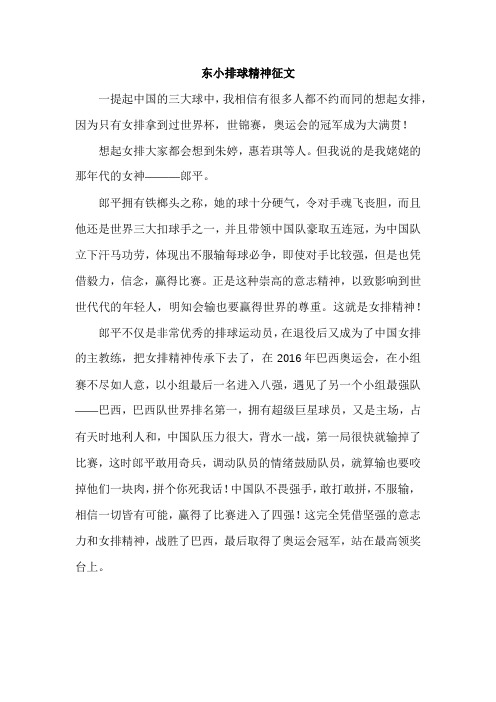 东小排球精神征文