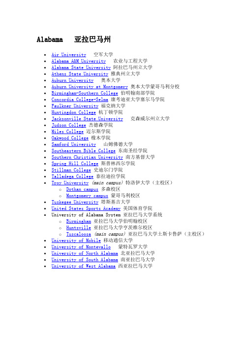 美国大学网址大全—已按州排列