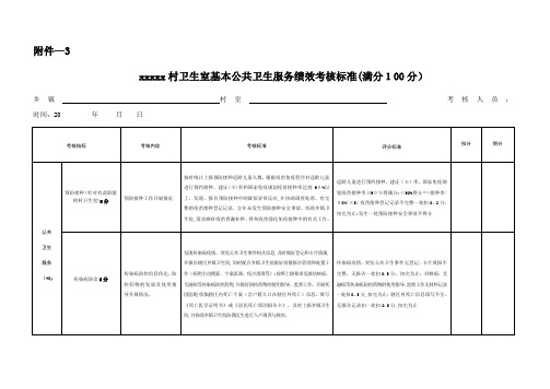 村卫生室基本公共卫生服务绩效考核标准