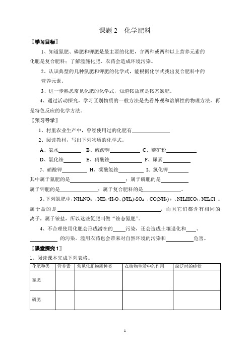 化学肥料导学案