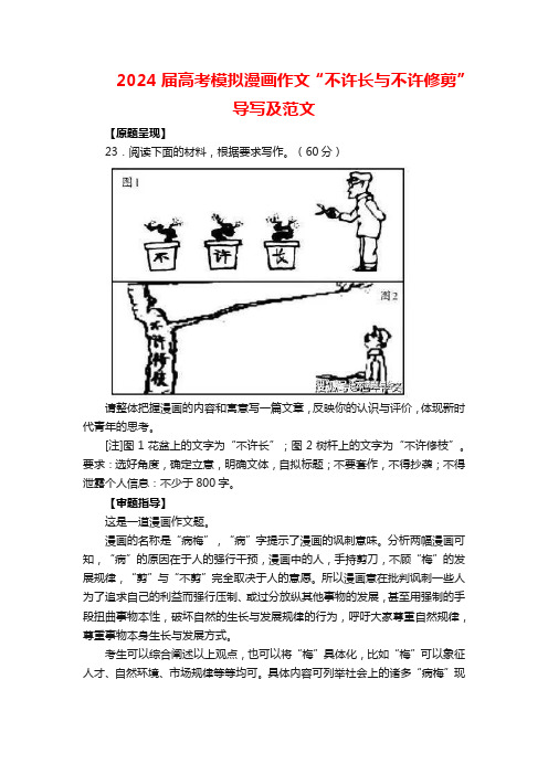 2024届高考模拟漫画作文“不许长与不许修剪”导写及范文