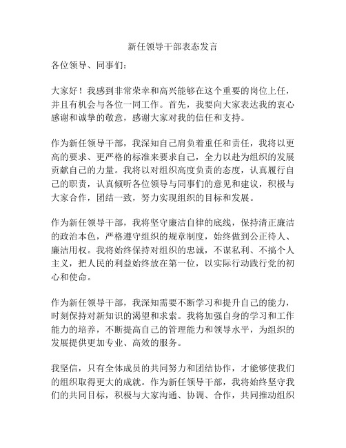 新任领导干部表态发言