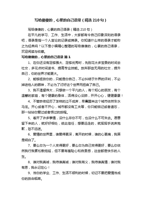 写给傻傻的，心累的自己语录（精选210句）