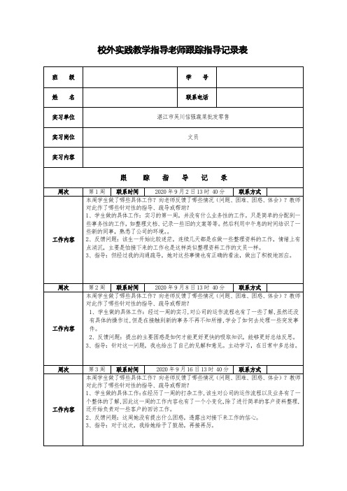 指导老师联系记录表4