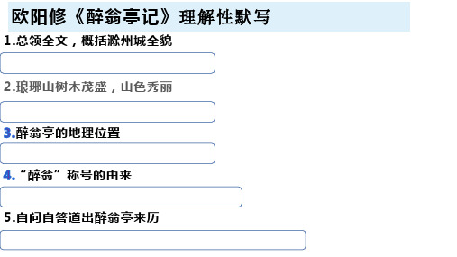 《醉翁亭记》理解性默写——九年级部编版语文上册醉翁亭记理解性默写