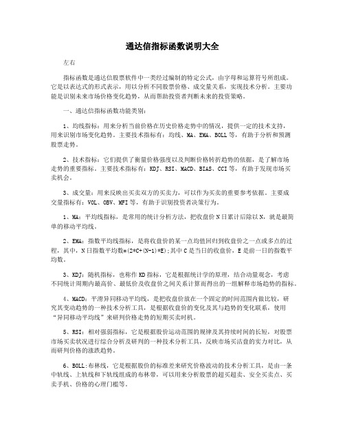 通达信指标函数说明大全