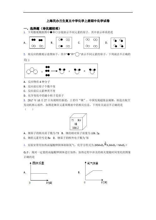 上海民办兰生复旦中学初三化学上册期中初三化学试卷