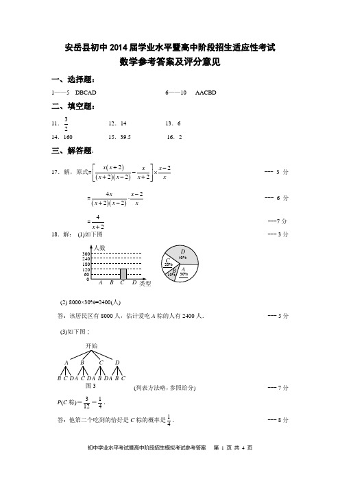 2014年数学1答案