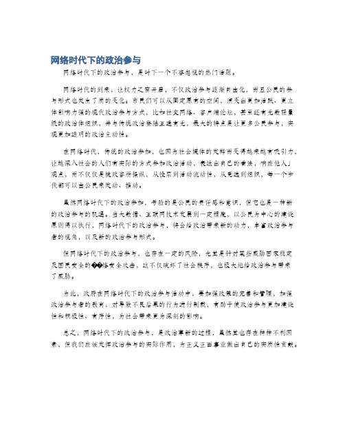 网络时代下的政治参与