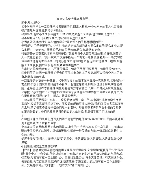 湖南省高考语文优秀作文及点评