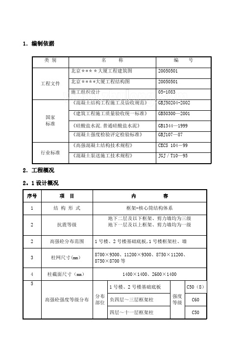 北京某高层综合楼高强混凝土施工方案_secret