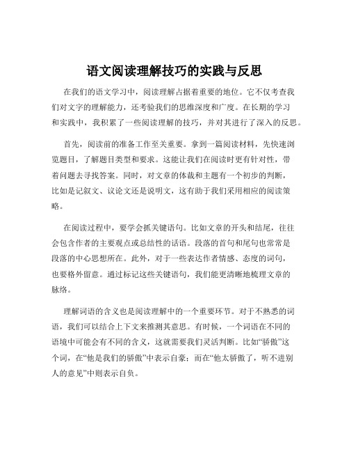 语文阅读理解技巧的实践与反思