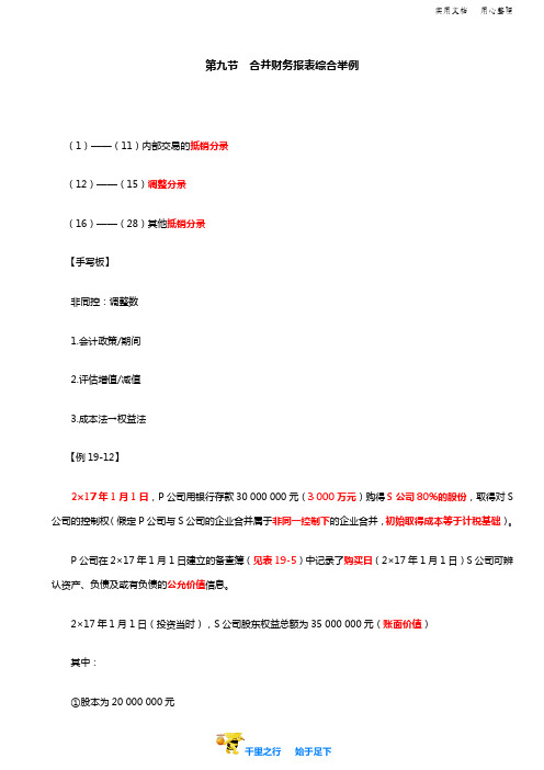 2019中级会计实务98讲第93讲合并财务报表综合举例(1)