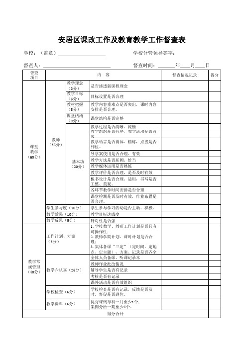 教学视导督查表