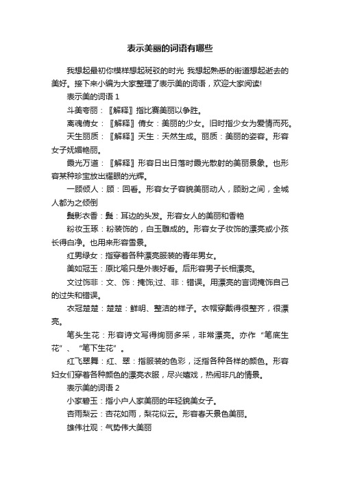 表示美丽的词语有哪些