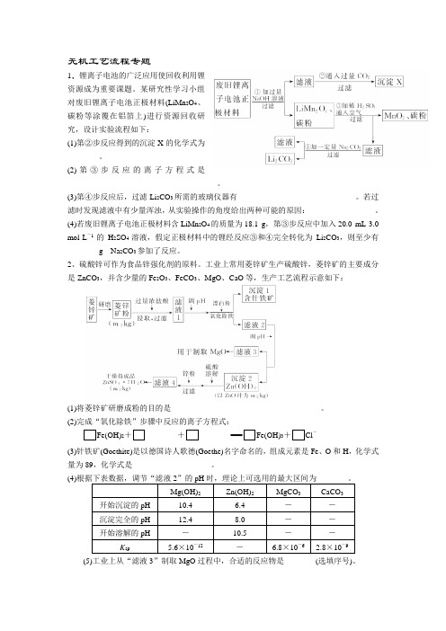 无机工艺流程专题