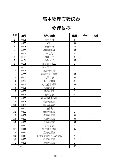 高中物理实验仪器