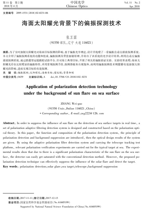 海面太阳耀光背景下的偏振探测技术