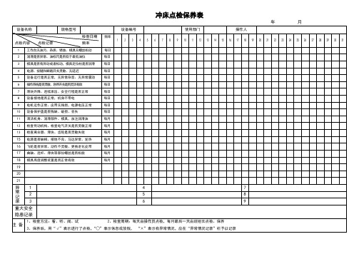 冲床点检保养表