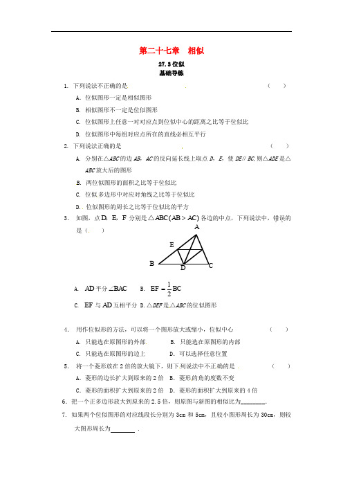 九年级数学下册 第二十七章 相似 27.3 位似同步导练3 