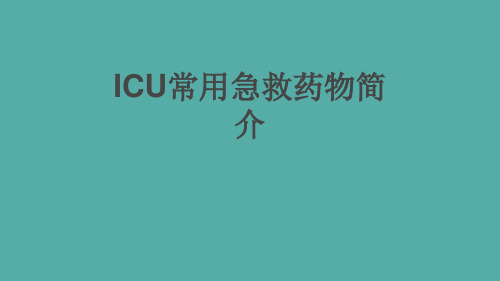 ICU常用急救药物简介