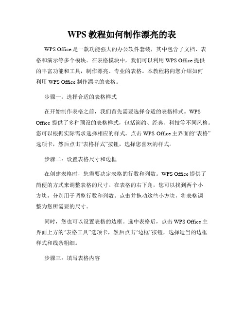 WPS教程如何制作漂亮的表