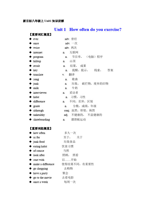 新目标八年级上Unit1知识讲解