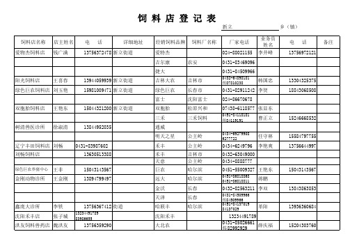 饲 料 店 登 记 表
