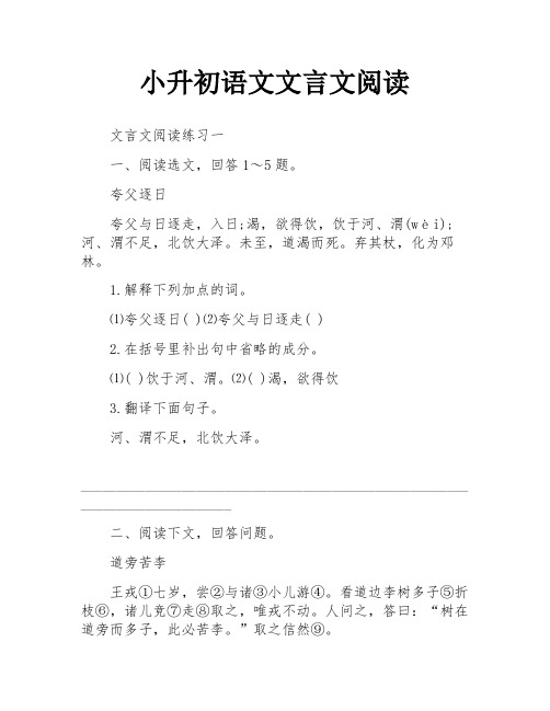 小升初语文文言文阅读