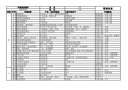 环境因素清单(分类型)