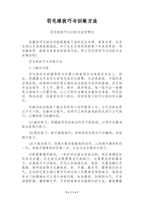 羽毛球技巧与训练方法