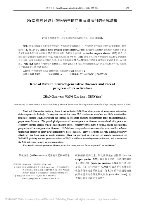 Nrf2在神经退行性疾病中的作用及激活剂的研究进展_赵春阳