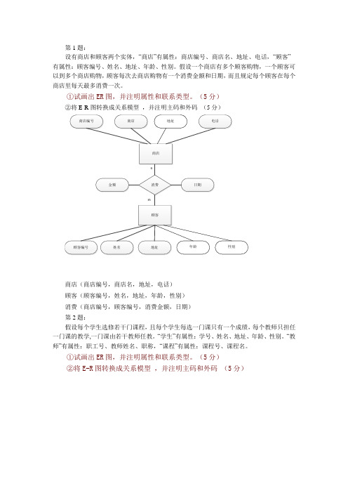 数据库 10个ER图练习题(只有ER图)