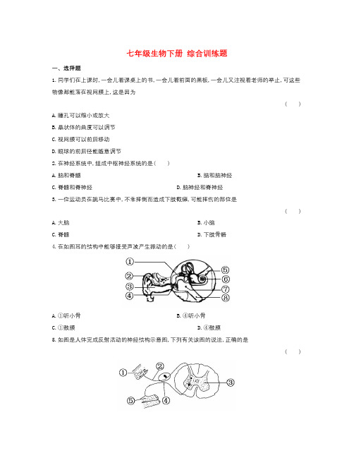 【精选】鲁科版五四制生物七年级下册综合训练题(含解析)-生物知识点总结