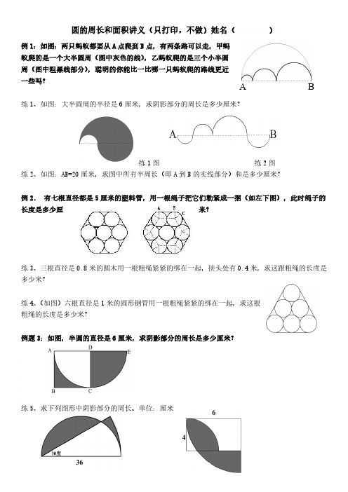 第四讲 圆的周长和面积