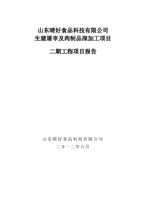 百万头生猪屠宰及肉制品加工项目二期报告