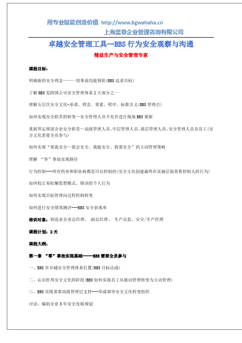 《卓越安全管理工具--BBS行为安全观察与沟通》