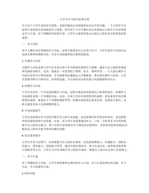 大学生学习的目标和计划