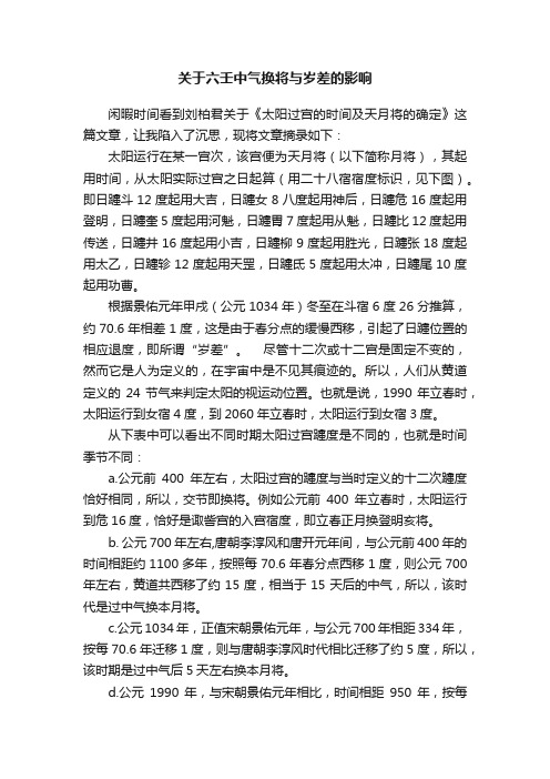 关于六壬中气换将与岁差的影响