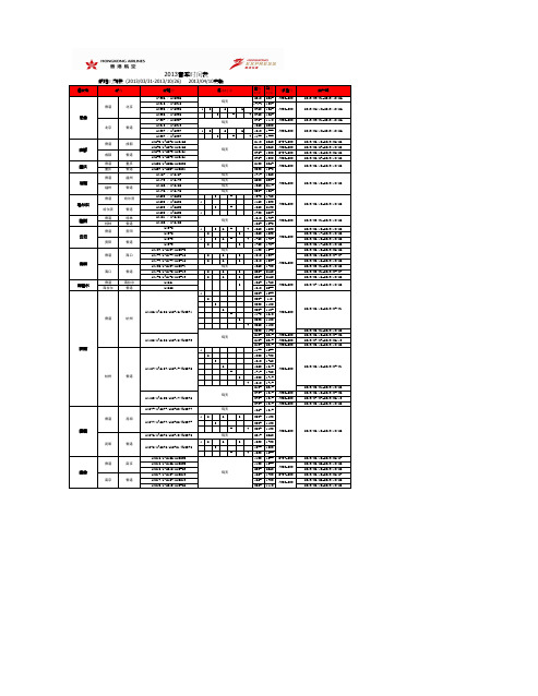 香港航空 时间表