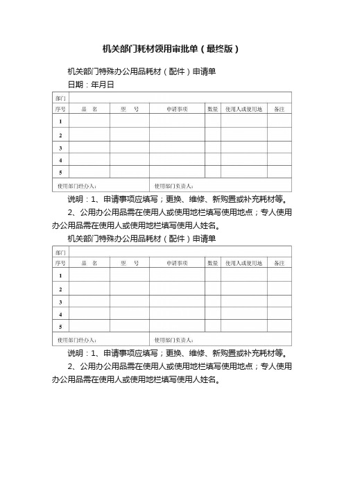 机关部门耗材领用审批单（最终版）