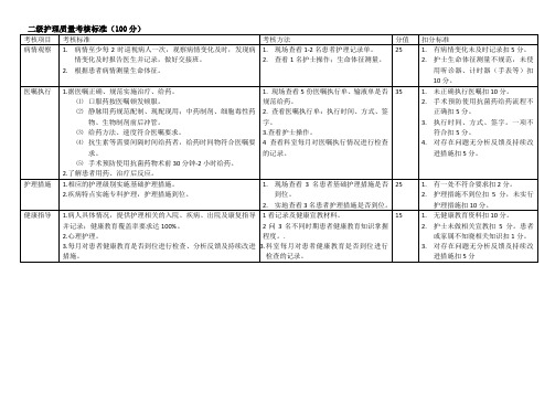 二级护理质量考核标准